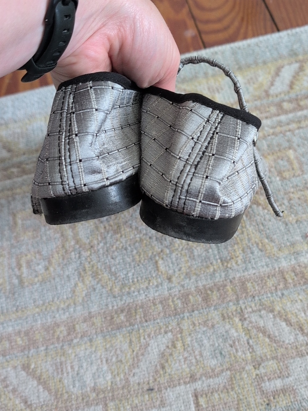 Wax Apple Mary Jane Flats in Silver Silk - Picture 8 of 8